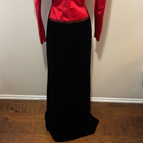 Givenchy Red Silk Black Sequin Velvet Matador Gown 1980s - Picture 8 of 16